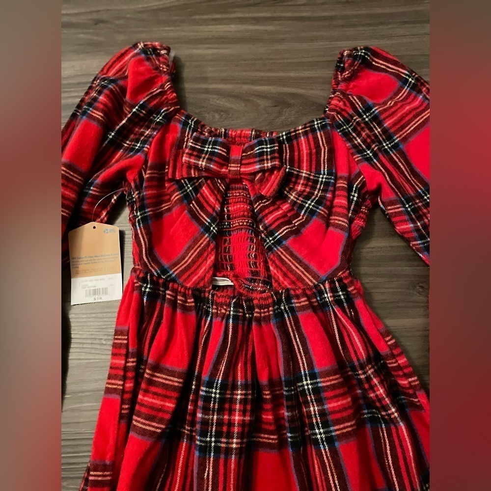 Thereabouts Girls Vibrant Long Sleeve A-Line Dress Red Tartan size S 7/8 -NWT - Picture 3 of 6